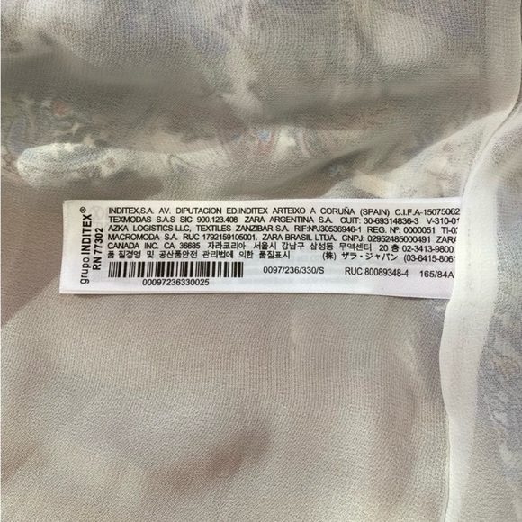 NWOT, ZARA, Dress With Print And Ruffles, Small, White, Blue, Tan - Picture 10 of 12